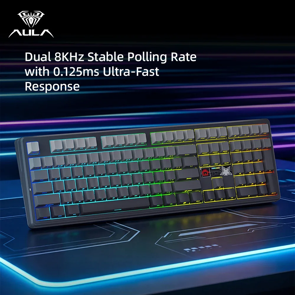 AULA F108 Pro V2 Esports Gaming Mechanical Keyboard Tri-Mode 100% Layout Keycaps RGB Backlight Hot-swap for PC Computer Gamers