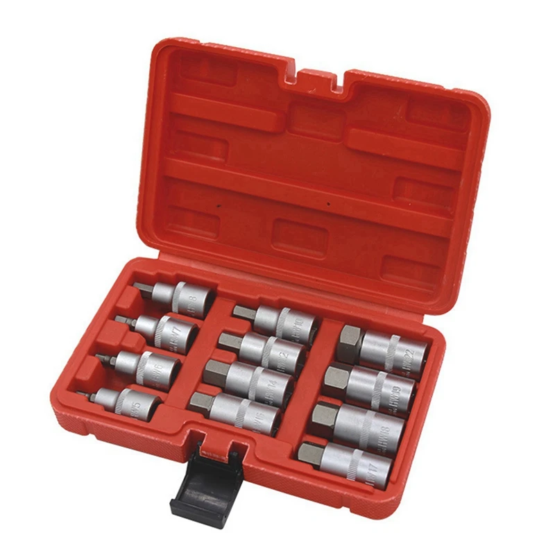 

36Pcs 1/2 Inch Drive Impact Hex Bit Socket Set H5 H6 H7 H8 H10 H12 H14 H16 H17 H18 H19 H22 Hex Key Sockets Set Hand