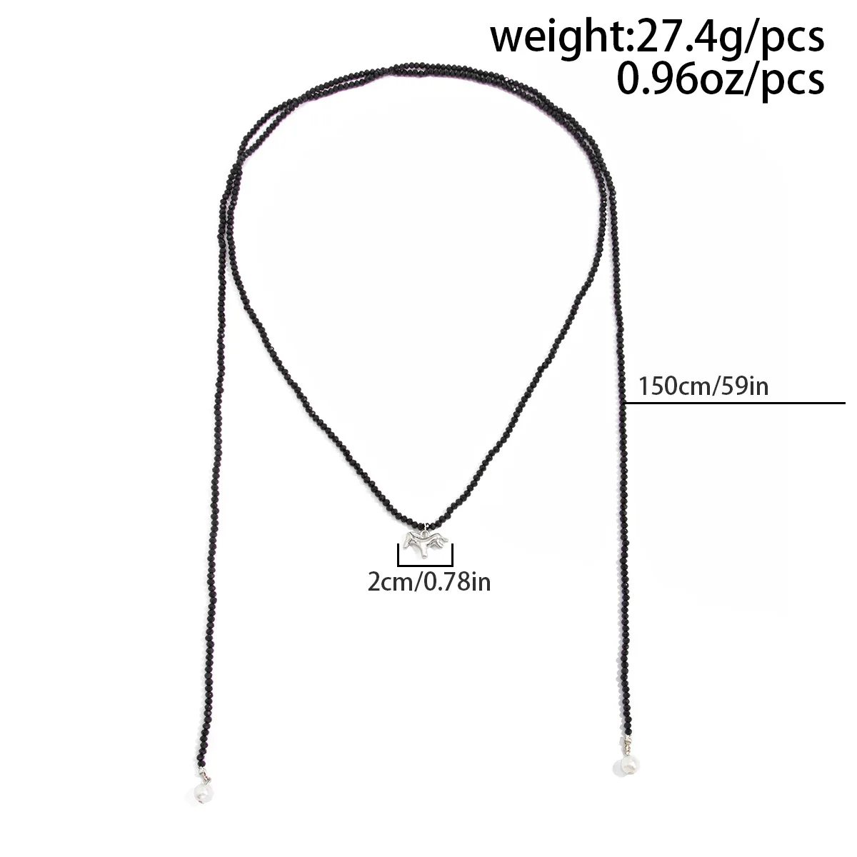 Boho Gold Color Metal Pony Imitation Pearl Pendant Long Adjustable Necklace 2026 Creative Black Red Crystal Girl Fashion Jewelry