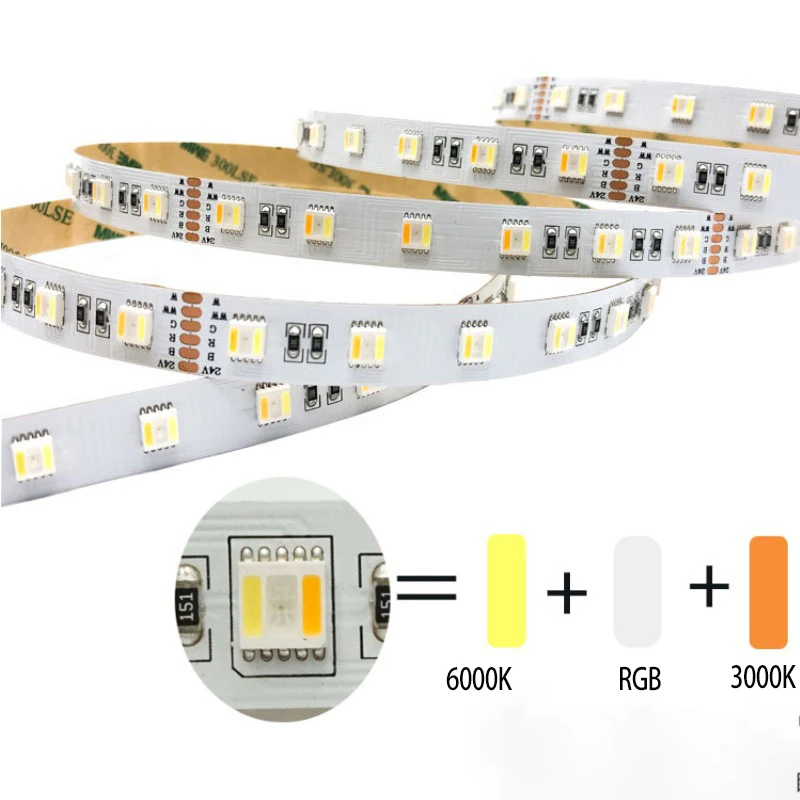 

RGBW WW 5 IN 1 LED Strip Lights SMD5050 6000K 3000K 60LEDs Per Meter