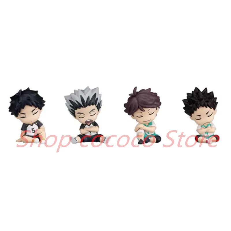 4pcs Anime Bokuto Kotaro Doll Akaashi Keiji Haikyuu Oikawa Tooru Iwaizumi Hajime Figures Q Version 5cm Pvc Model Collection Toys