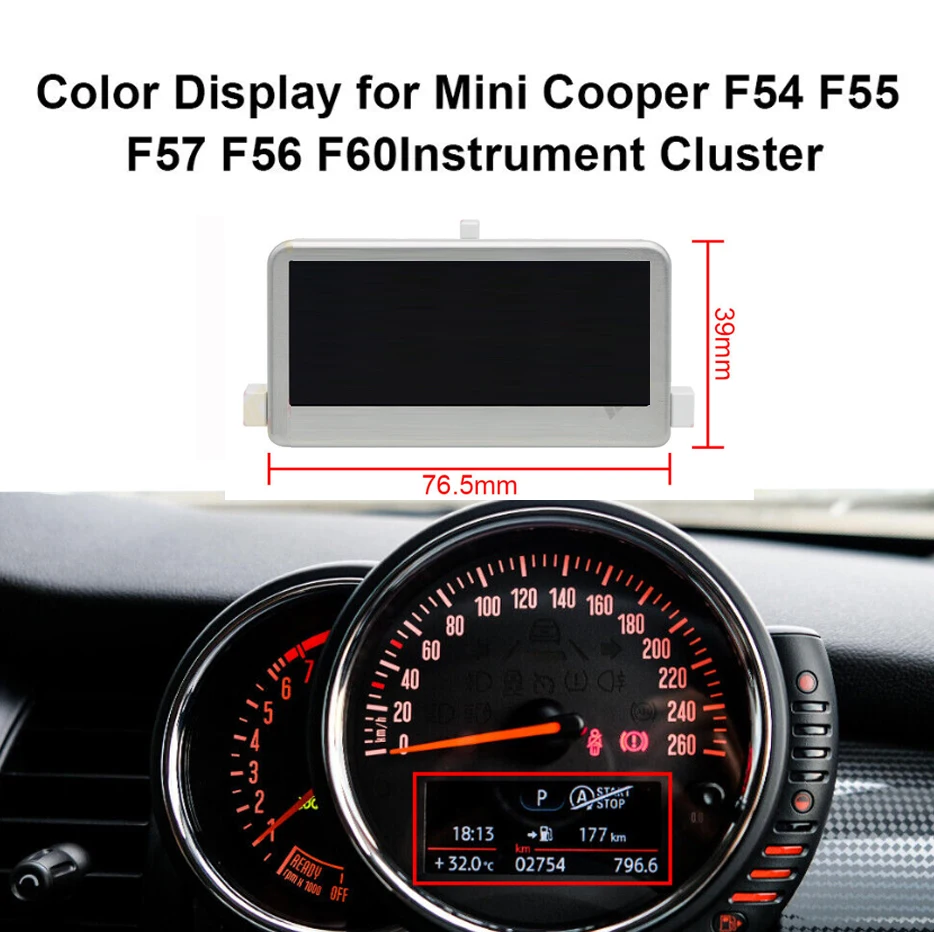 Color Display LCD for Mini Cooper F54 F55 F57 F56 F60 2014-2019 Instrument Cluster 933727402, 9265439 	 355669AG, 1393C1-F01