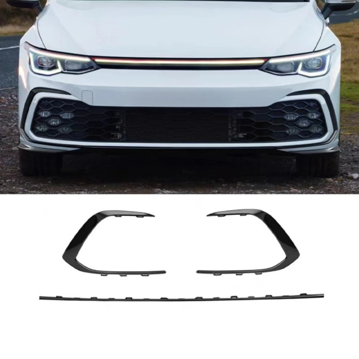 

For Volkswagen Golf 8 GTI Car Bumper Grill Decorative Strip Racing Grille Body Kit Front Bumper Grill Exterior Part