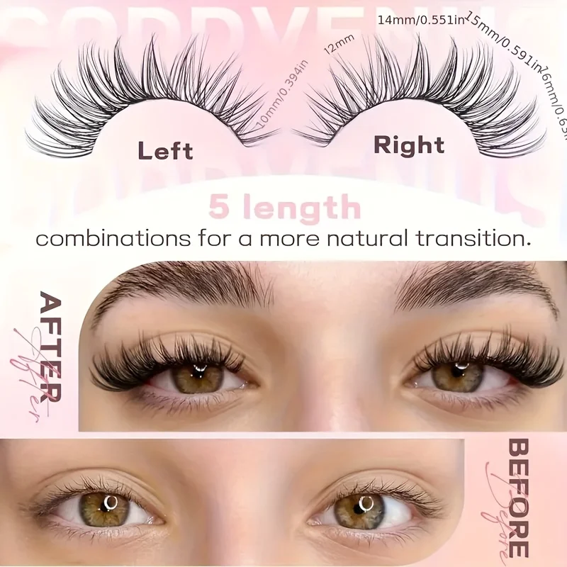 DIY-Wimperncluster-Set – 30D/40D/50D, 9–16 mm, optional: Einzelwimpern oder mit Zubehör (für Frauen)