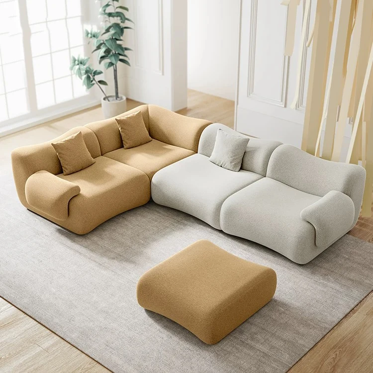Modern Luxury Living Room Sofa Oversized Sectional Set Furniture l Shape 2 3 Seater Velvet Compression Modular Aesthetic Designs