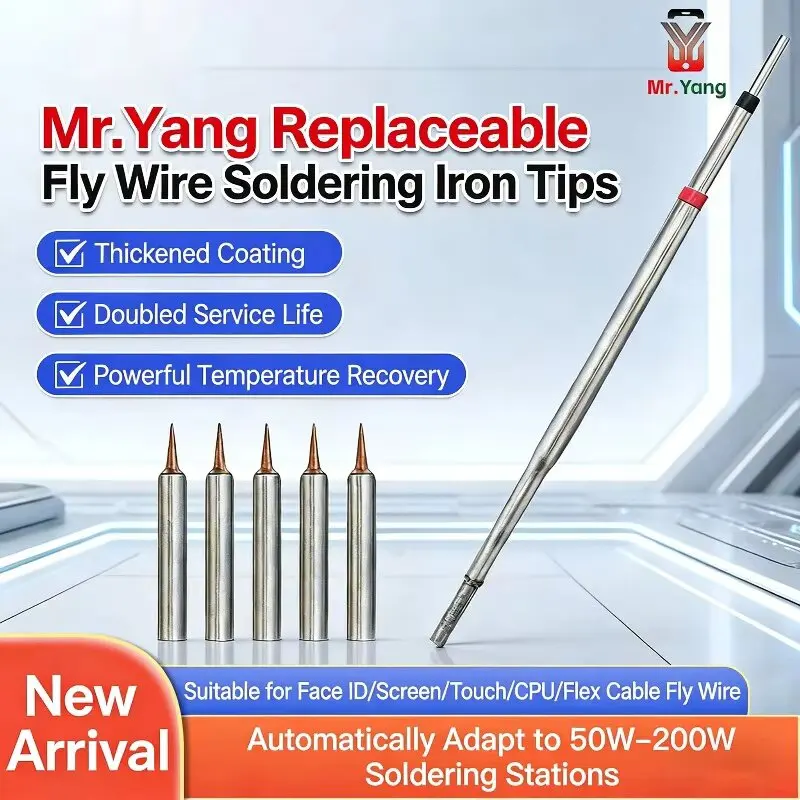 YCS M.Y-K03 Replaceable Fly Wire Soldering Iron Tips 50-200W 1 Tray 5 Pointed Tips For Phone Repair Tools Set