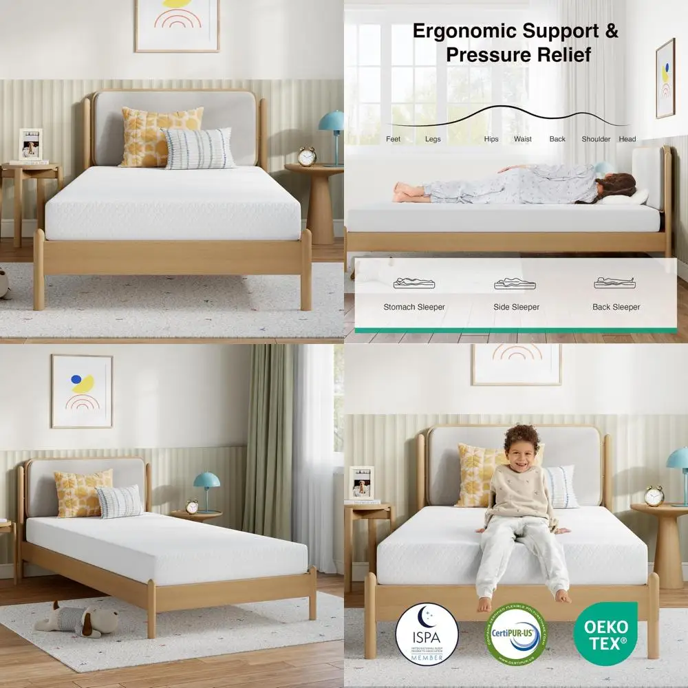 

6 Inch Full Size Memory Foam Mattress for Children - Breathable and Comfortable Support