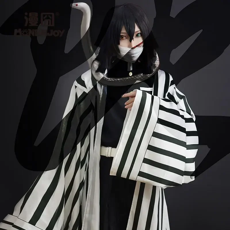 Anime Demon Slayer Kimetsu No Yaiba Iguro Obanai Kimono Uniform Anime Wig Cosplay Costume Halloween Party White Snake Props