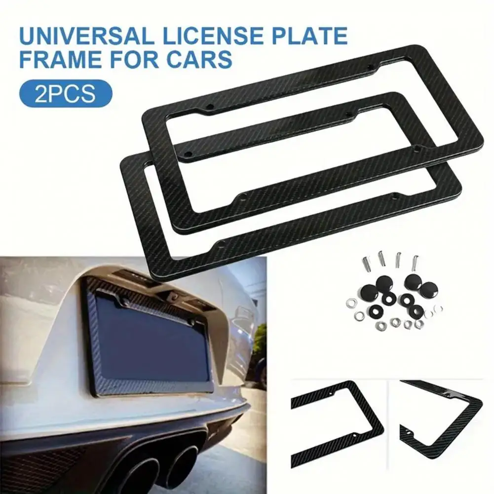 License Plate Frame with Screw Caps Cover Kit Universal UV-Resistant License Plate Holder Set Protective License Plate Shield