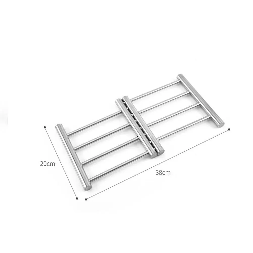 

1Pcs Stainless Steel Pot Pad Retractable Square Heat Insulated Wooden Frame Kitchen Pan Protector for Home Restaurant Dining