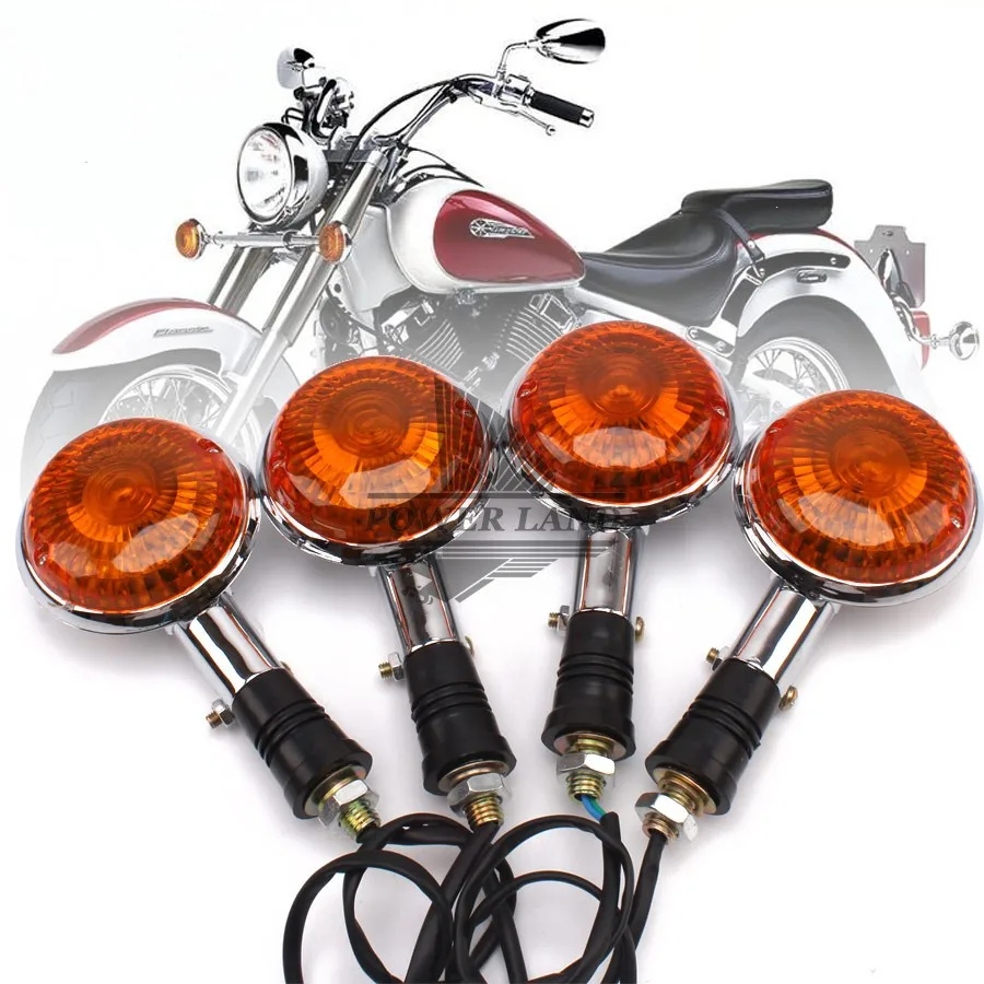 2pairs 12V Mototcycle Amber Lens Amber Light Turn Signal Lights Lamp Indicators Universal For YAMAHA V MAX 1200 XVS 650 400