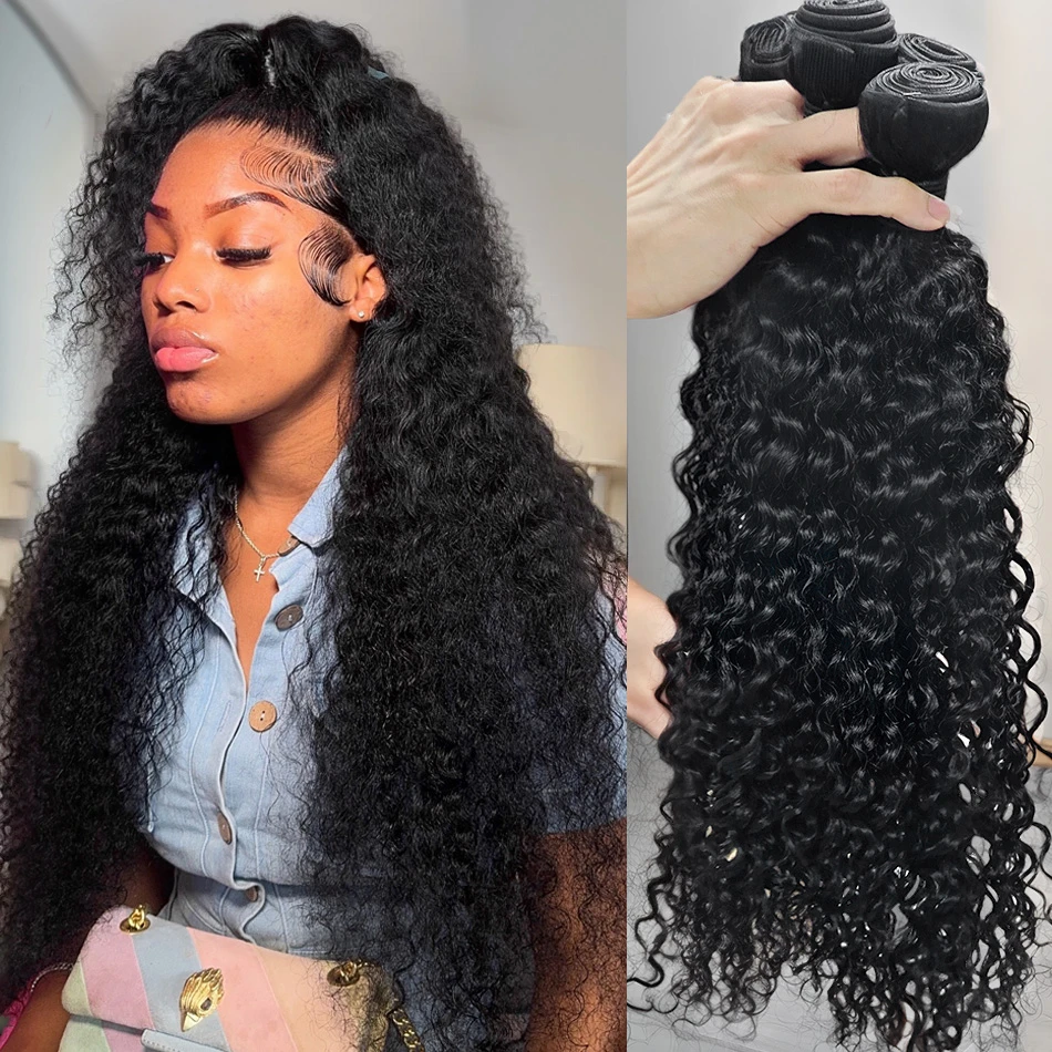 ヘア16Aディープウェーブカーリー30 40インチ100%人毛束ブラジル産3 4束ウィッグウィーブヘアエクステンションバージンヘア生ウィッグ