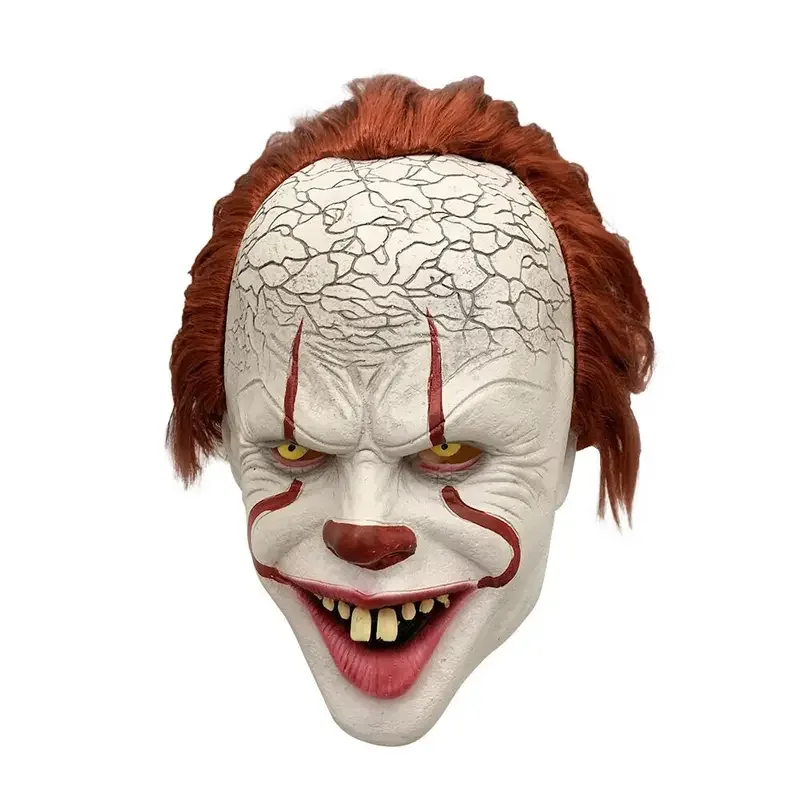 Horror Joker Mask Cosplay Scary Creepy Clown Latex Helmet Halloween Carnival Dress Up Party Costume Props one size