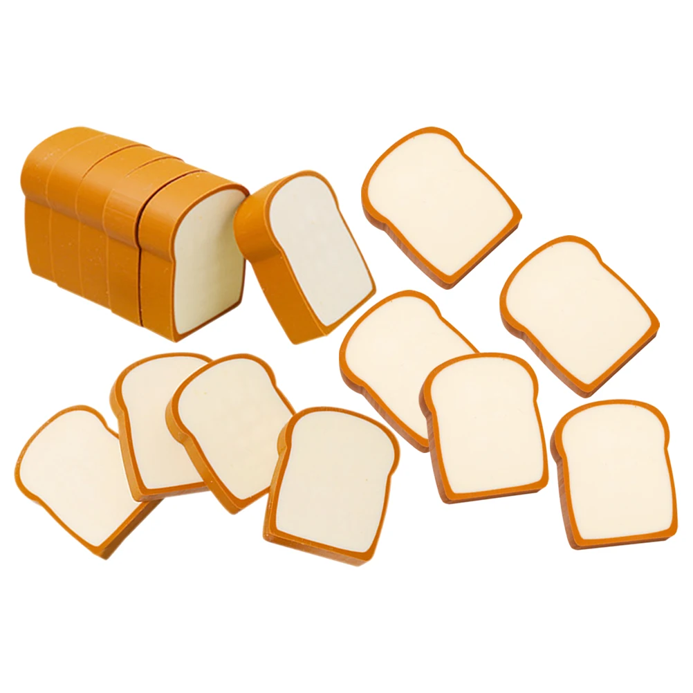 

16pcs Bread Shaped Erasers Cute TPR Cartoon Toast Portable School Supplies Drawing Accessories Craft Tools