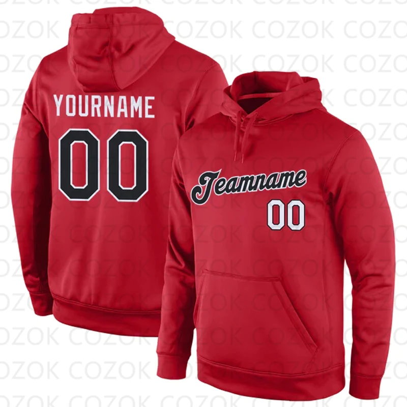 

Customized Hoodies Red White Colour Jersey 3D Printed Unisex Pullovers Hoodie Casual Sweatshirts