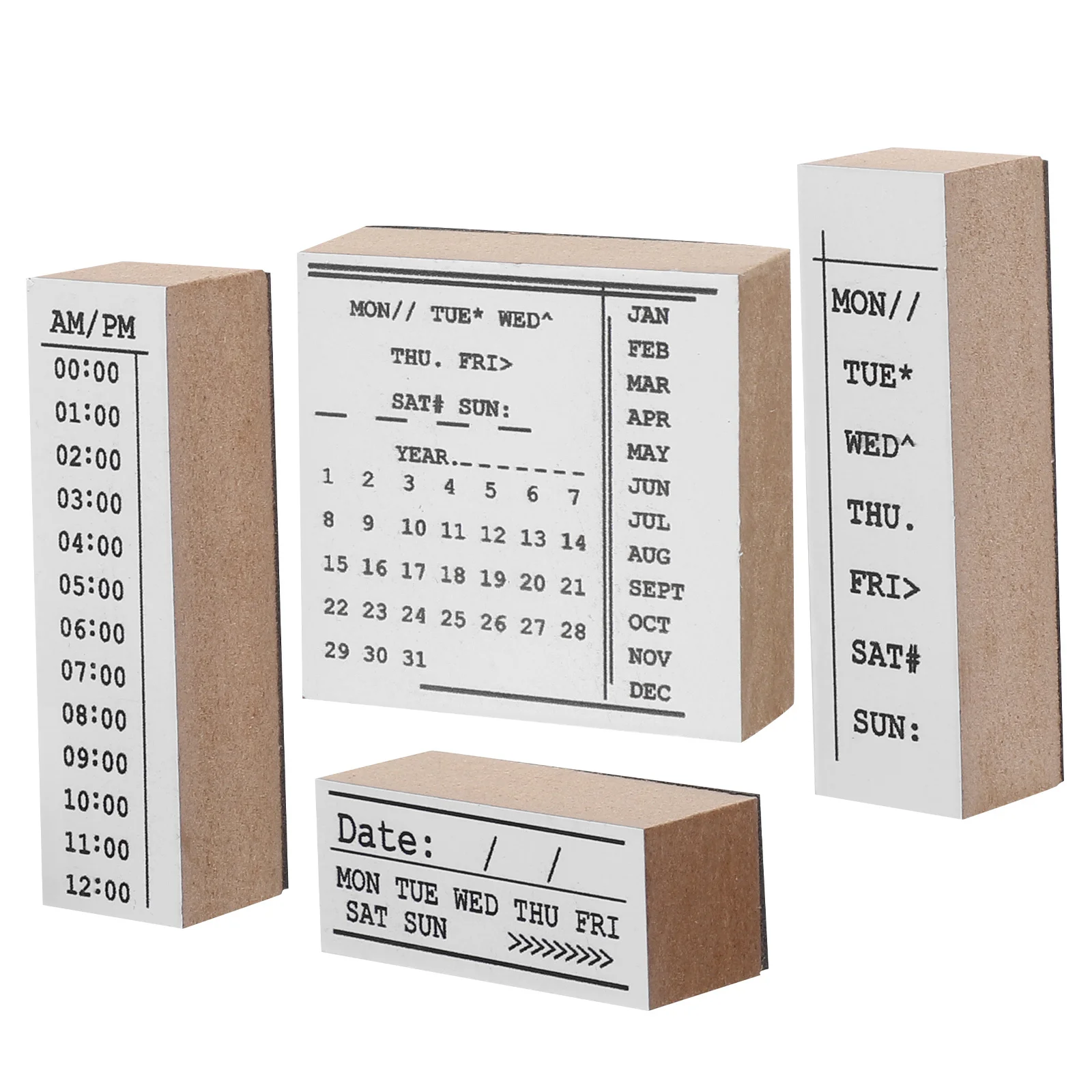4 قطعة 1 صندوق Diy بها بنفسك الخشب مجلة ختم مجموعة اليدوية Stamps ل مخطط الديكور سجل القصاصات بطاقة Stamps التقويم الجدول الزمني المنظم