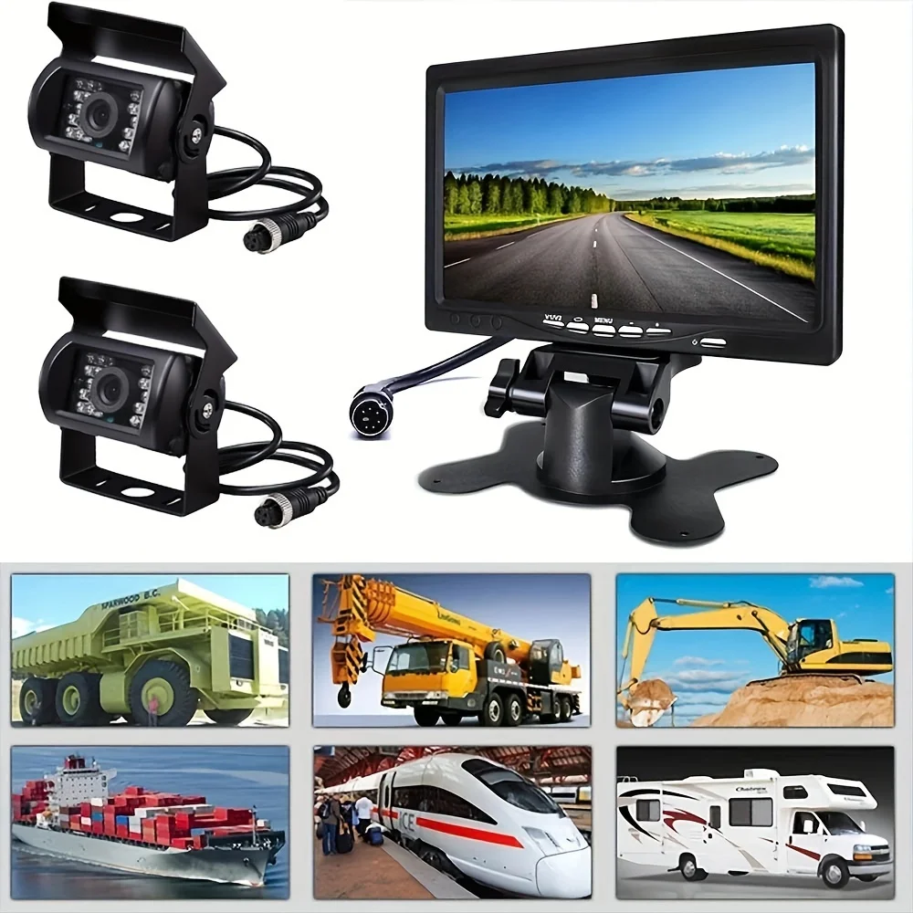 

Dual Backup Camera Night Vision System+7" HD Rear View Monitor 12-24V For Caravan Trailer Motorhome Van Truck Bus