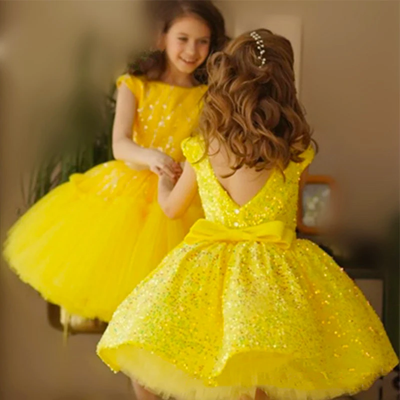 Baby Girls Birthday Party Ball Gown Puffy Lush Tutu Sequin Dress Toddler Kids Formal Christmas Dresses Cap Sleeve Elegant 3t 4t