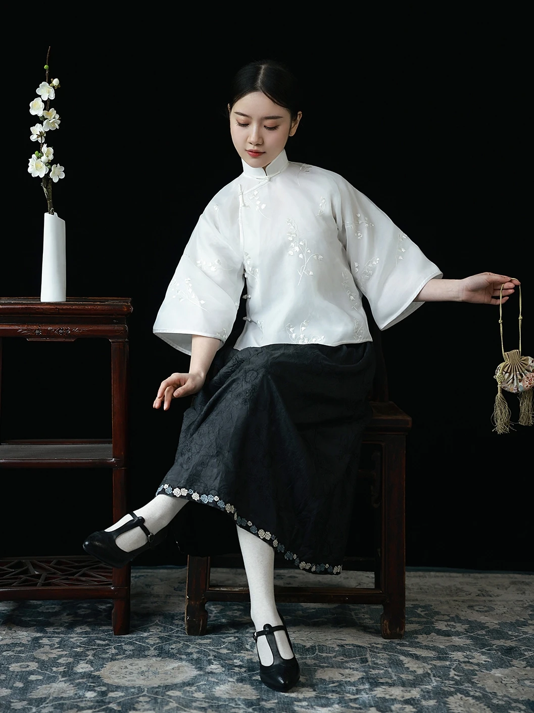 

Ограниченное предложение: винтажный китайский топ свободного кроя с двойным воротником, длиной до локтя, для выступлений