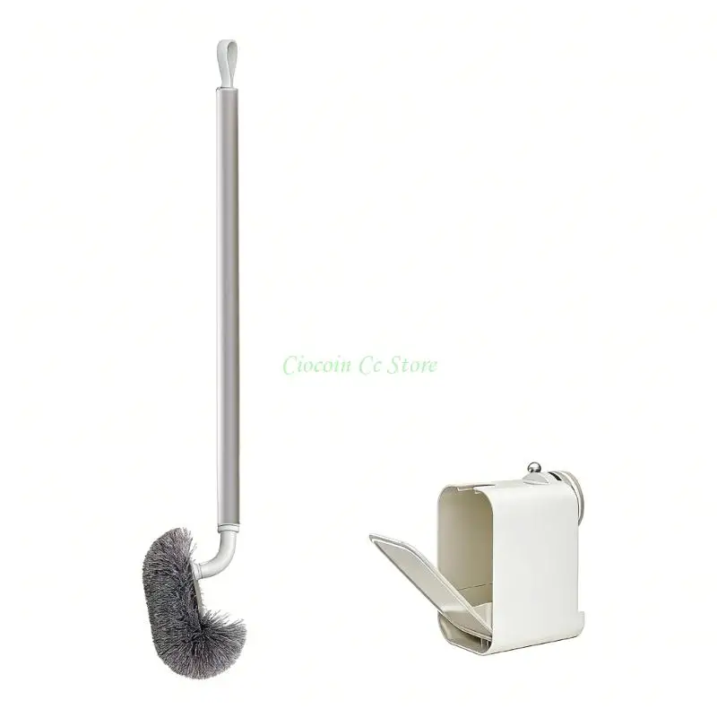 X90F Modern Wall Mounted Toilet Brush Set with Comfort Handle & Auto Opening Lid Designs Easy to Use for Bathroom