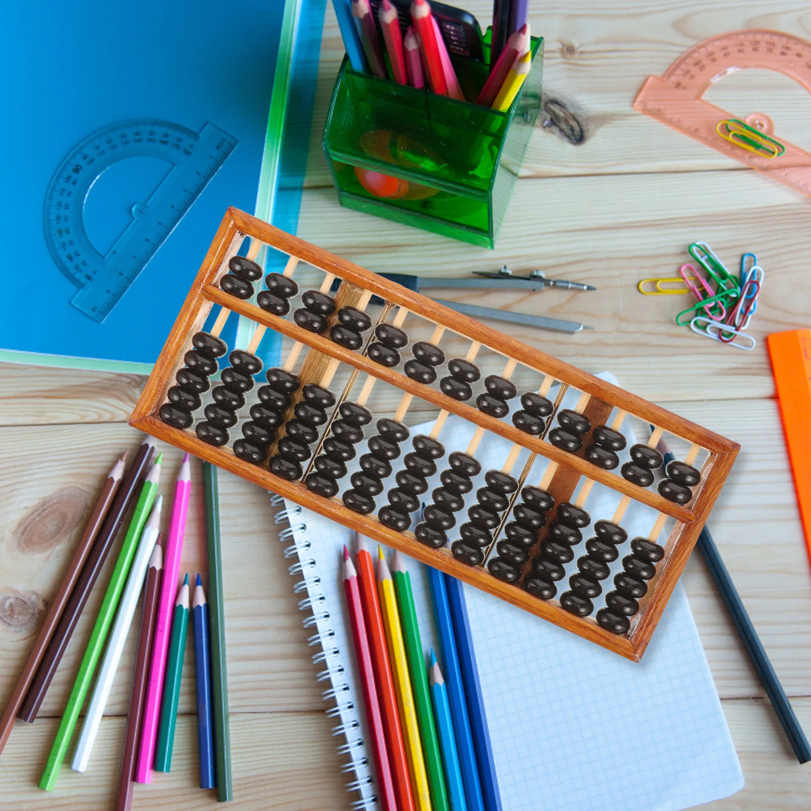 ลูกคิดไม้สำหรับเด็ก 7 เม็ด 13 คอลัมน์ สไตล์ย้อนยุค เครื่องมือการเรียนรู้คณิตศาสตร์เพื่อการศึกษาสำหรับเด็ก ใช้ในโรงเรียนและที่บ้าน