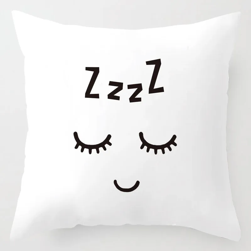 Nordic Children Cushion Cover Pink Crown Eyelash Cartoon Smile Sleep Sweet Eyelashes Cute Pillow Case Mountain Room Decor