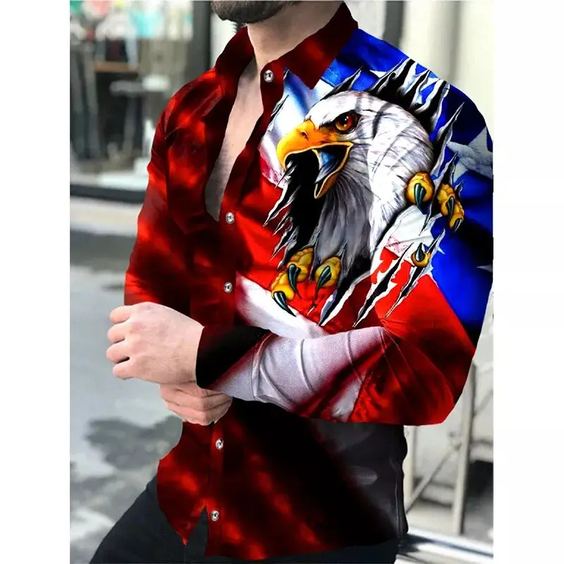 

Autumn men's Hawaiian shirt 3D printed casual long-sleeved shirt Chinese style top men's Harajuku scenery graphic shirt jacket