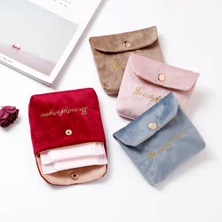 Velvet Portable Mini Cosmetic Bag Travel Women Sanitary Napkin Pad Storage Bag Coin Money ID Card Lipstick Storage Pouch Bags