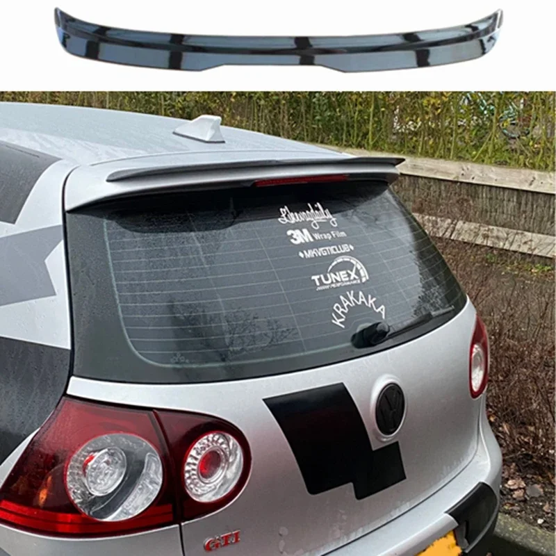 GZJCCG  Rear Roof Lip Spoiler For VW MK5 GTI Hatchback Spoiler High Quality ABS Plastic Gloosy Black Car Tail Wing Decoration