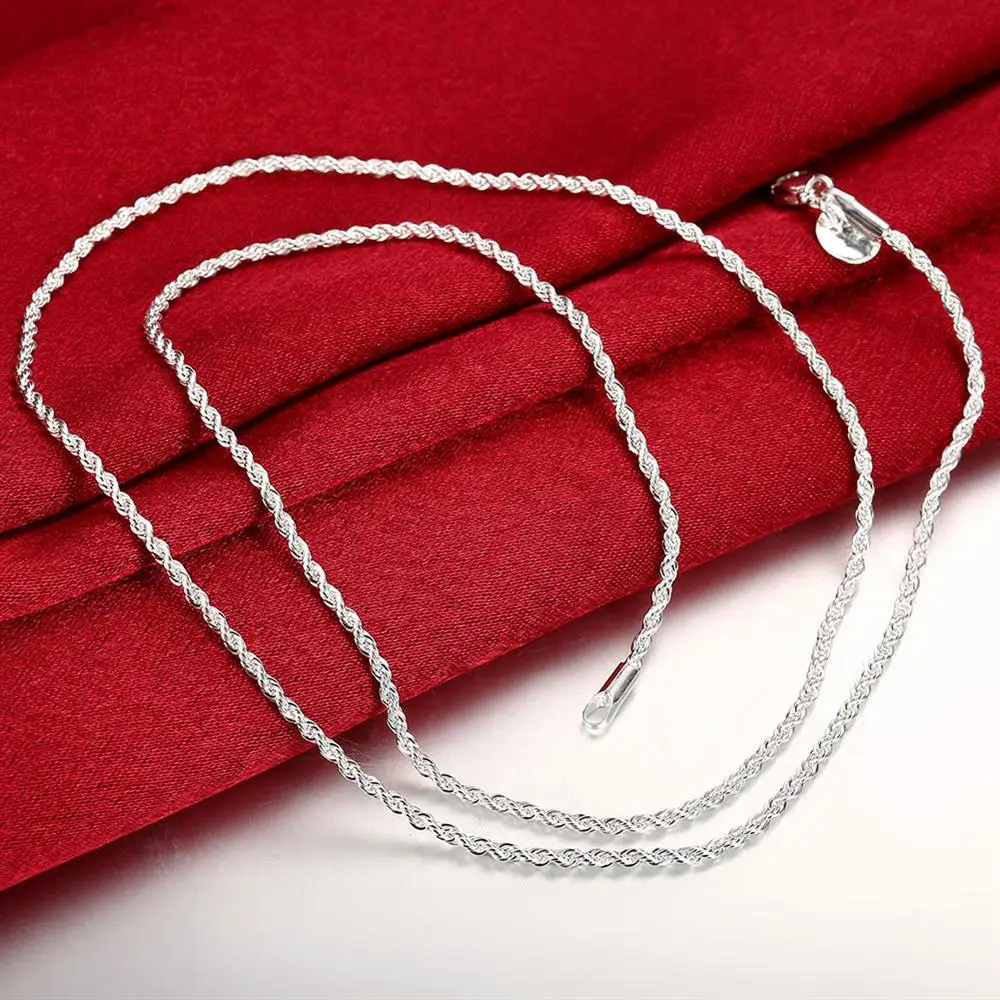 

Hot Sale Women Mens 925 Sterling Silver 2mm Round Twisted Rope Chain Necklace 16/18/20/22/24 Inches Fashion Jewelry Charm Gifts