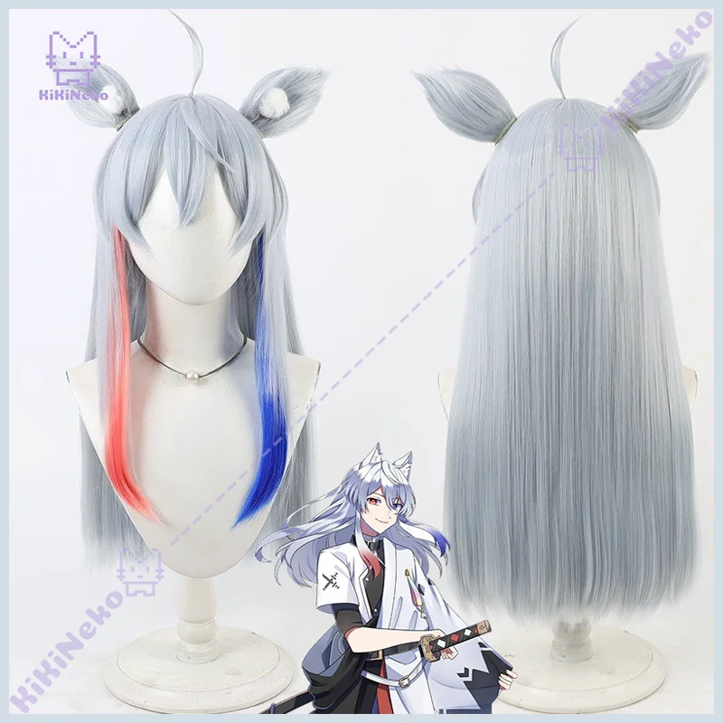 Anime Donuku Cosplay Wig Silver Grey Long With Fox Ears Heat Resistant Scalp Top For Halloween Women