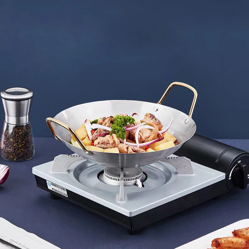 1pc Stainless Steel Honeycomb Skillet Non-stick With Handle Scratch-resistant Cooking Pasta Steak Porridge Ramen