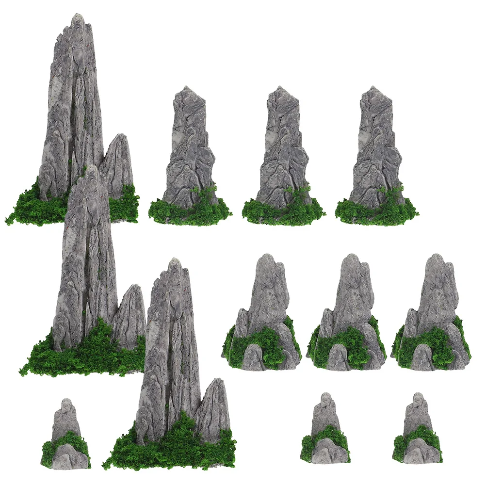 12 Pcs Simulated Rockery Ornaments Aquarium Mountain Decorations Fish Tank Landscape Glass Mini Garden Resin