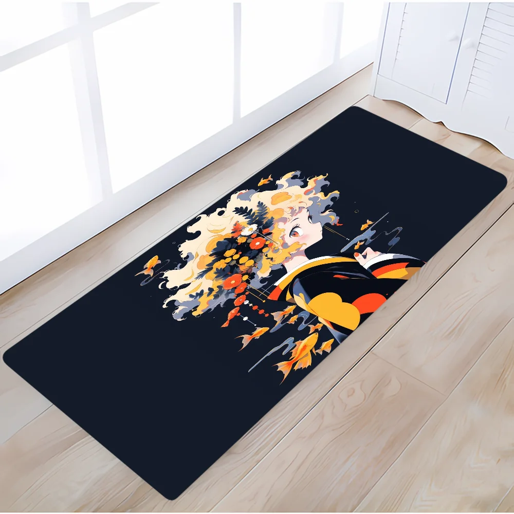 Chinese Style Girl Cute Rug Mat Kitchen Carpet for Bathroom Things to the Room Decoration Items Customized Welcome Offers Custom