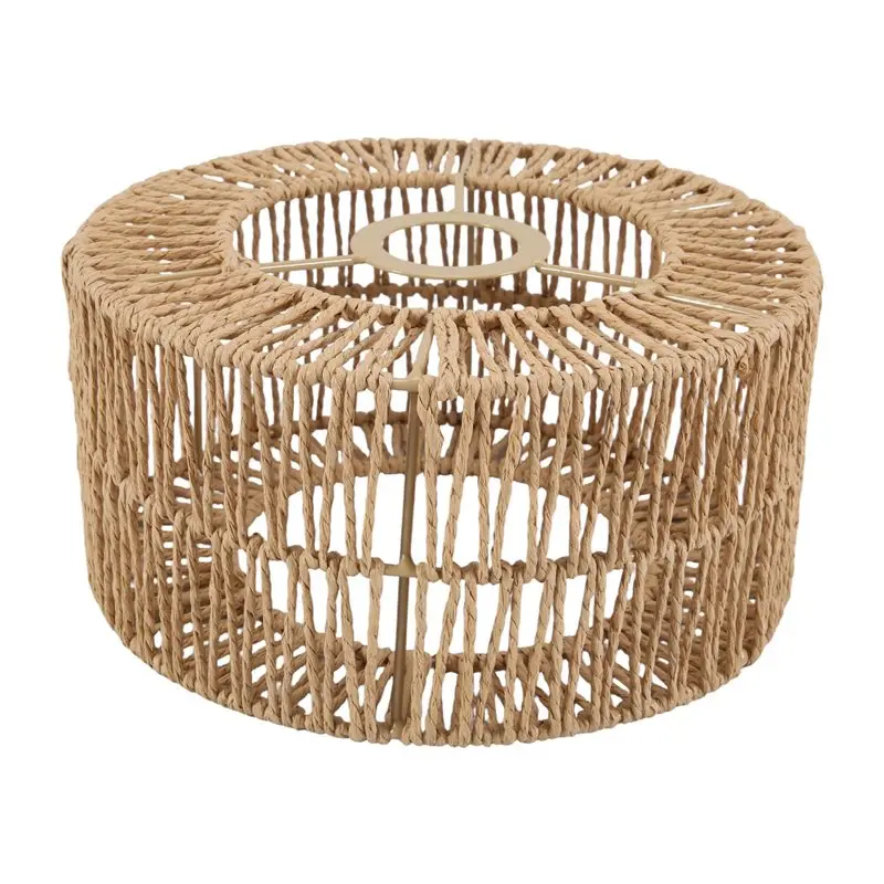 LLCS-Paper Rope Lampshade Ceiling Light Shade Boho Chandelier Shade Bulb Guard For Restaurant Cafe Living Room