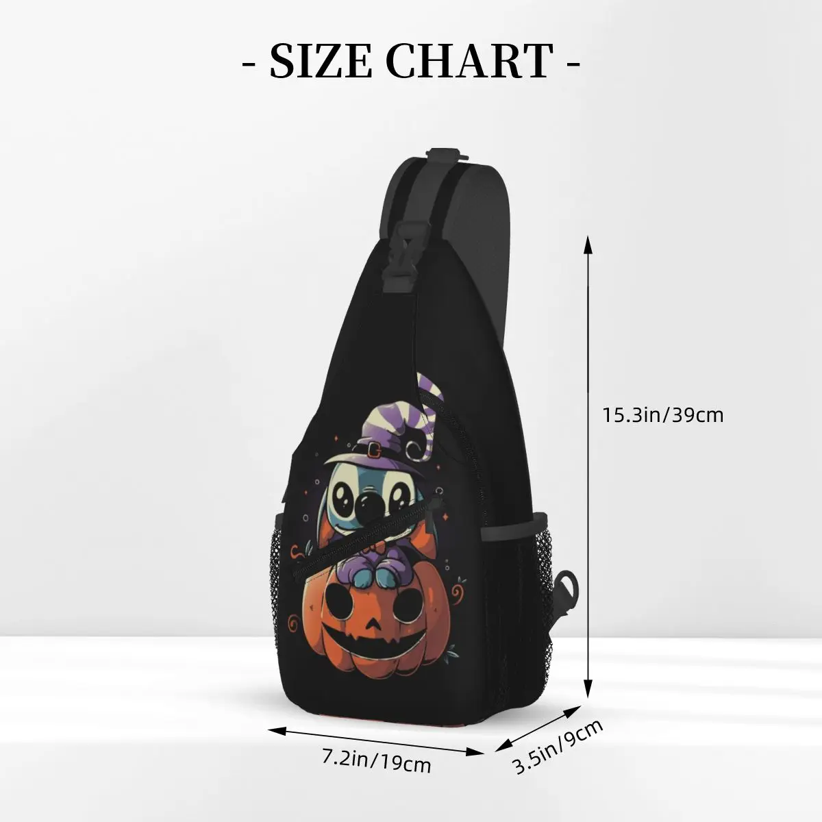 Custom Halloween Stitch Cartoon Sling Crossbody Backpack Water Resistant For Traveling Daypack Printing Shoulder Backpack