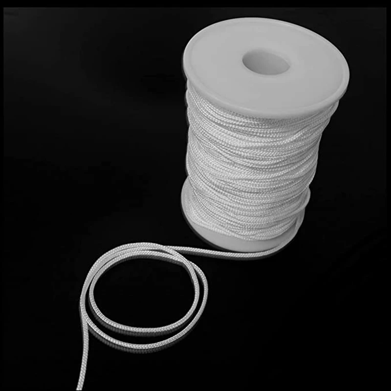 1.8 mm × 100 Yards/Roll Braided Lift Shade Cord - White Polyester Shade Blinds Pull String Rope for Aluminum Blinds Windows, Rom