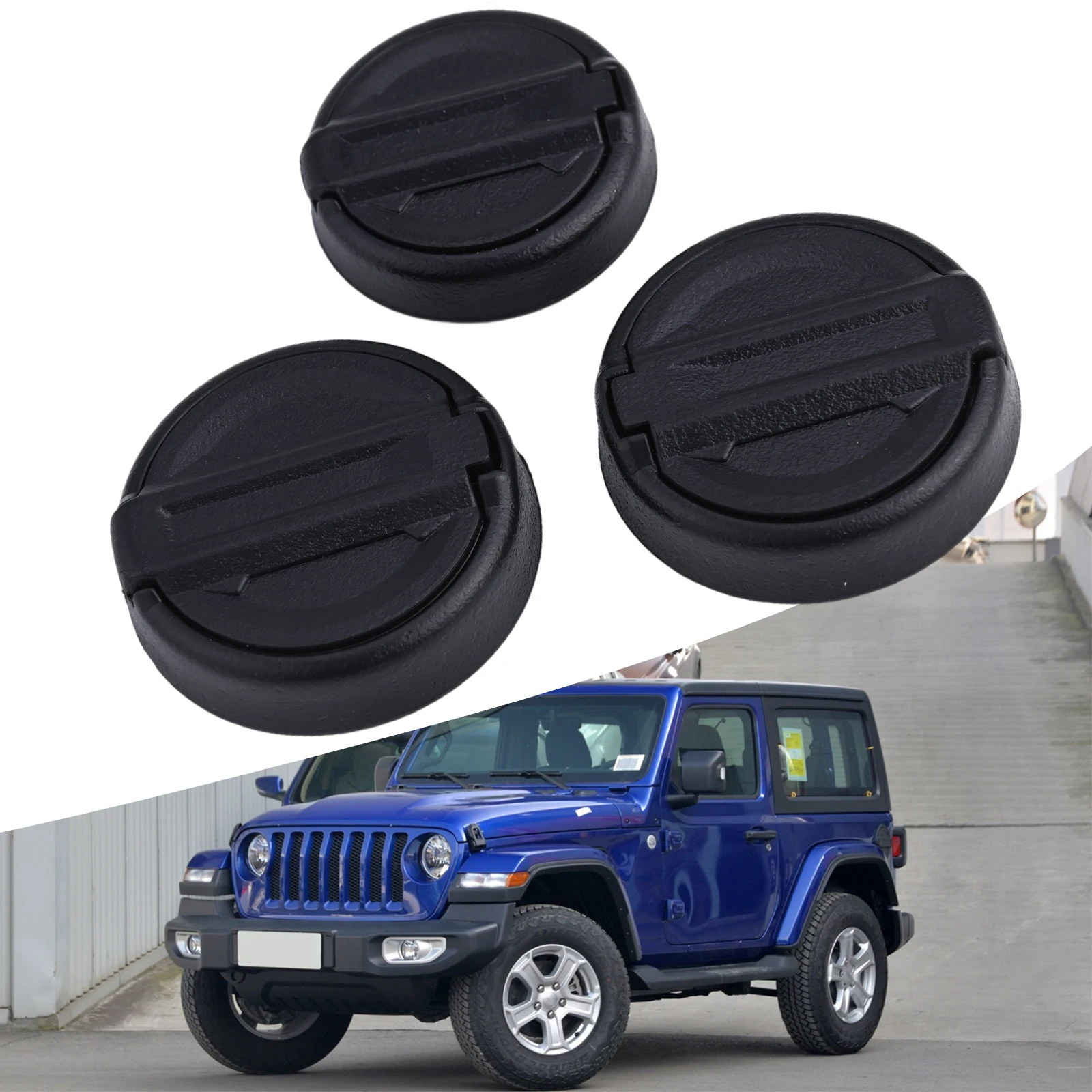 Auto Parts Keyhole Covers Easy To Use Replacement 3 Pieces ABS Black For Jeep For Wrangler 2018-24 Elegant Design
