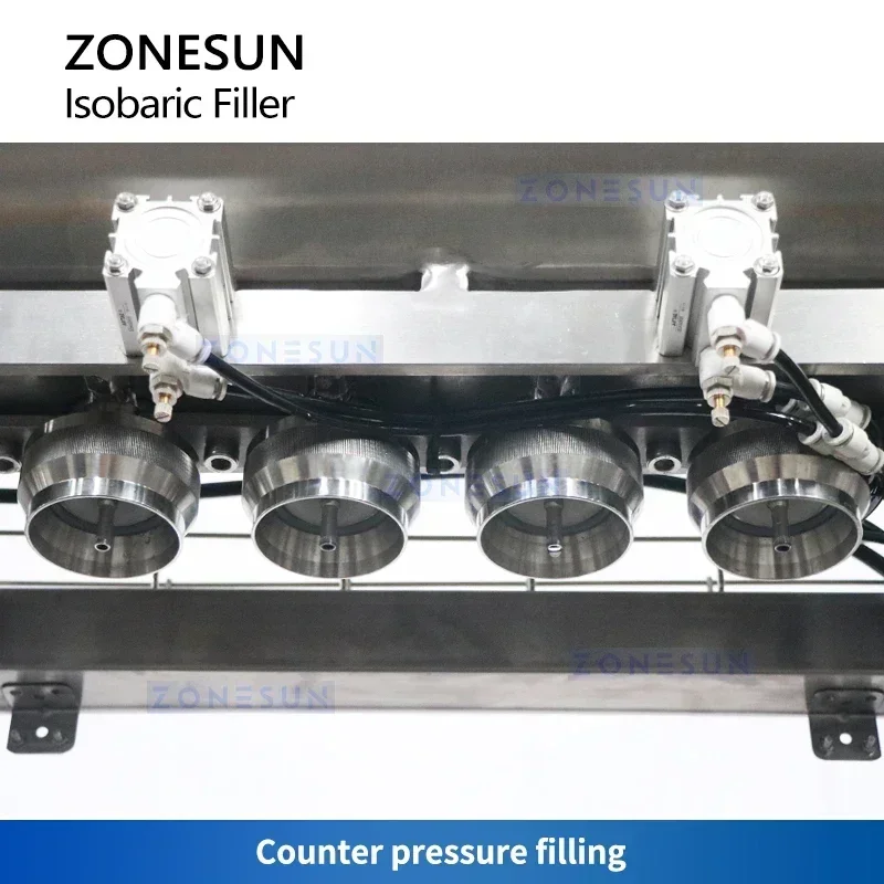 ZONESUN Automatic 4 Nozzles Carbonated Drink Isobaric Filling Machine Beer Beverage Counter Pressure Canner for Alum Cans