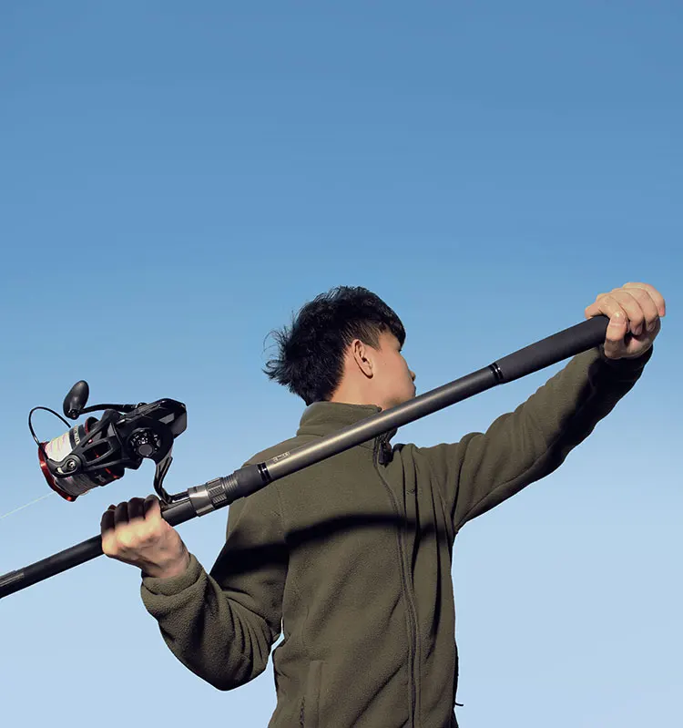 

High quality carbon spinning rod 2.1m-5.4m ultra-light 5/6/7/8 section telescopic long handle carbon fiber fishing rod