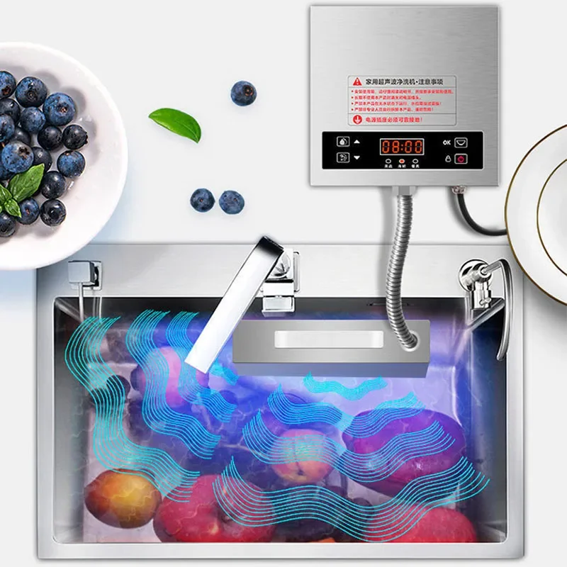 Mesin pembersih wastafel ultrasonik, mesin pembersih wastafel portabel kecil rumah tangga otomatis, pemasangan gratis