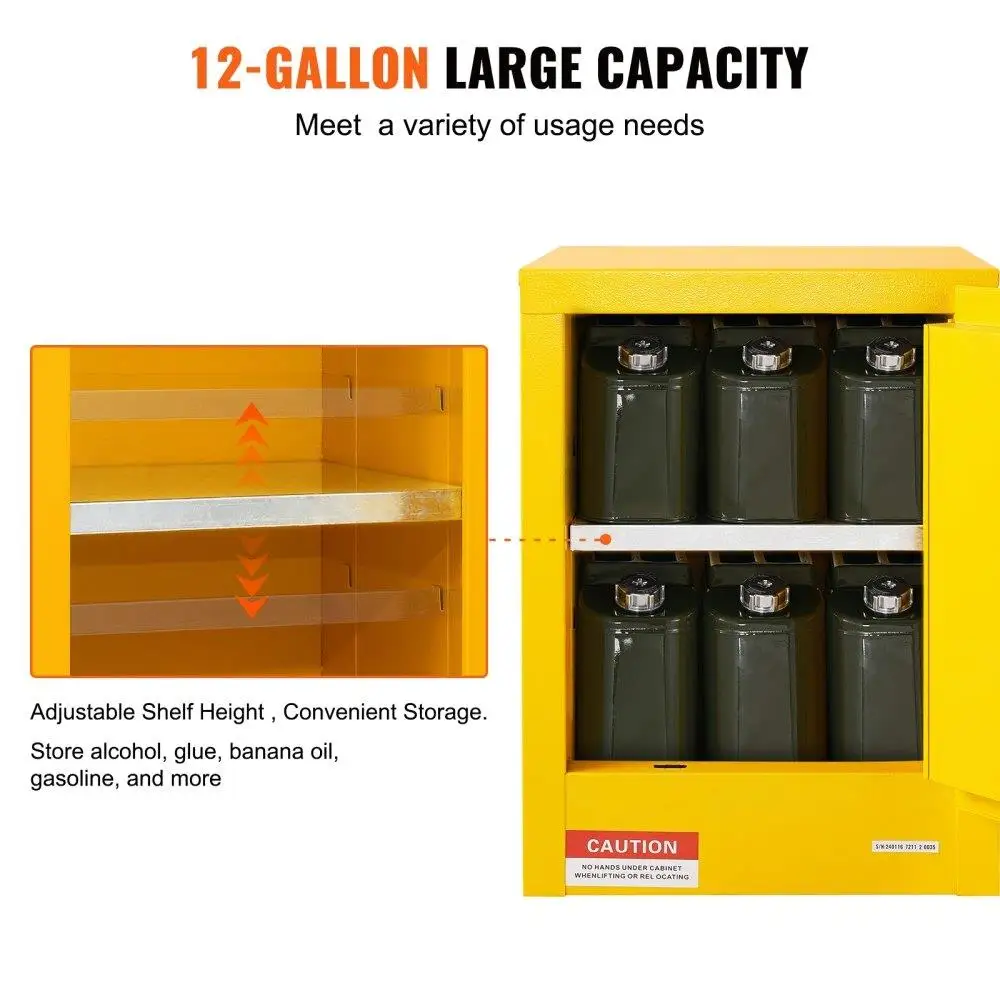 Flammable Storage Cabinet 16.9 Inch Galvanized Steel Safety Cabinet with Adjustable Shelf for Industrial Home Use