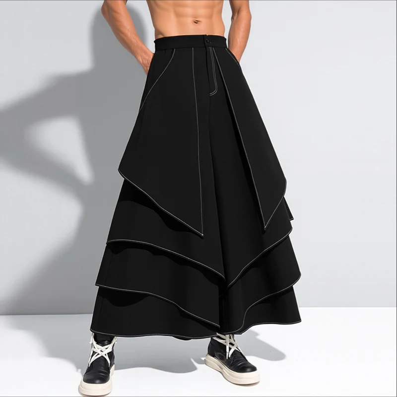 

INCERUN Men Wide Leg Pants Patchwork Joggers Loose Button Casual Trousers Men Streetwear 2025 Personality Fashion Long Pants