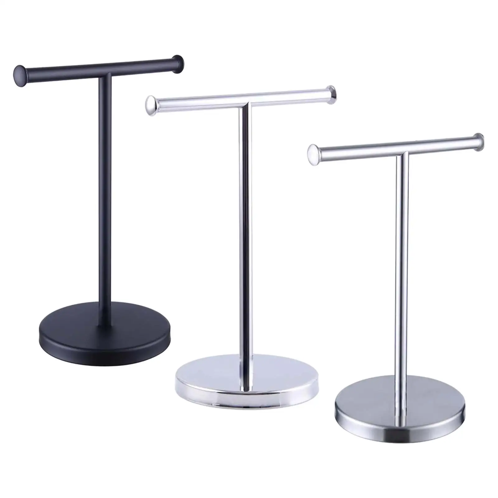 Towel Rack T Shape Washcloth Display Standing Movable Accessories Stainless Steel Towel Holder Stand for Home Countertop