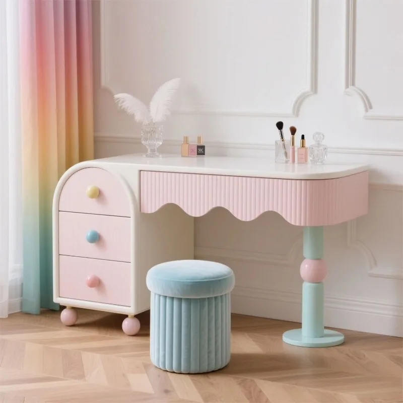 

Dresser, dressing table, cream wind pink solid wood chest, integrated bedroom, dressing table, storage cabinet