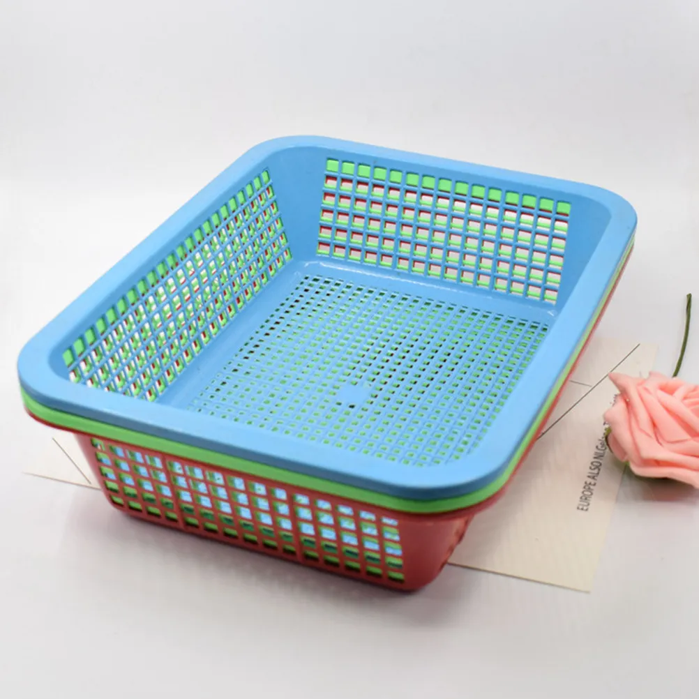 

12Pcs Corrosion Resistant Plastic Basket Large Capacity Food Storage Basket for Strawberries Grapes Oranges Vegetables Snacks