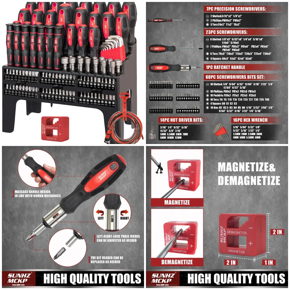 

124-Piece Magnetic Screwdriver Set with Ratcheting Driver, Hex, Torx, Precision Bits & Storage Rack