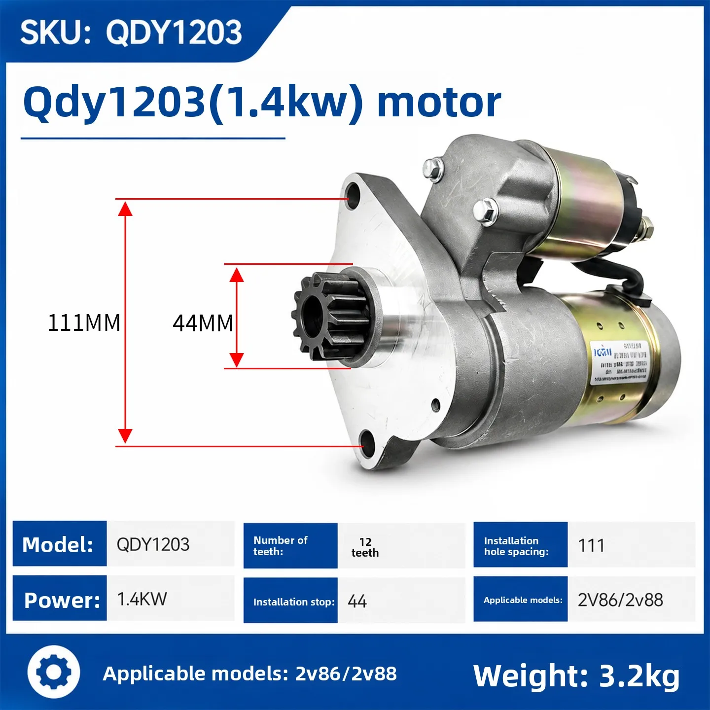 10KW Diesel Generator Accessories 2V86 2V88 QDY1203 Motor Starter