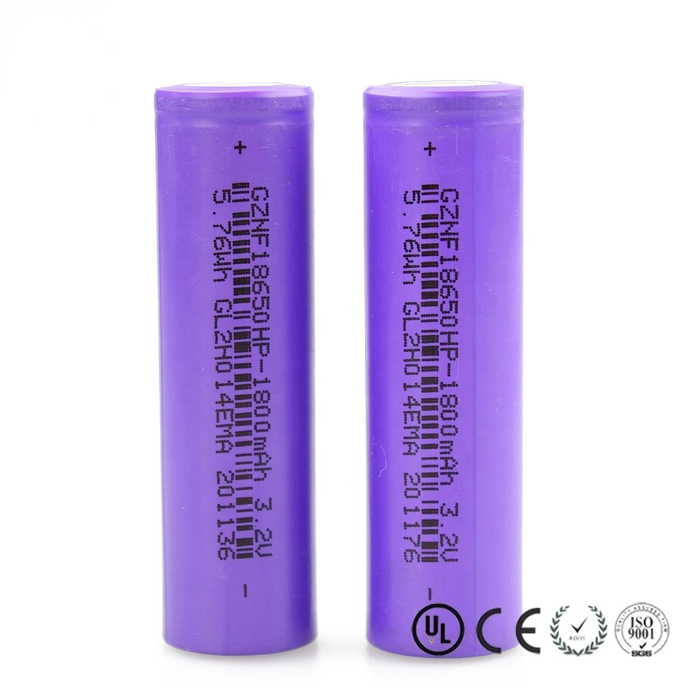 3.2V 18650 battery rechargeable cylindrical LiFePo4 battery 1800mAh for power tools