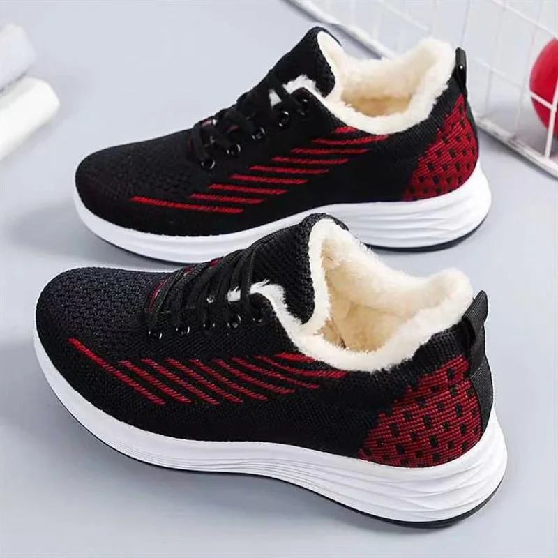 Women's cotton shoes with fleece 2025 winter mom snow boots  casual women's warm  middle-aged and elderly winter